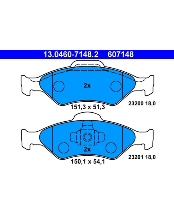 Bremsbelagsatz Scheibenbremse ATE 13.0460-7148.2 für Ford Fiesta IV Courier KA