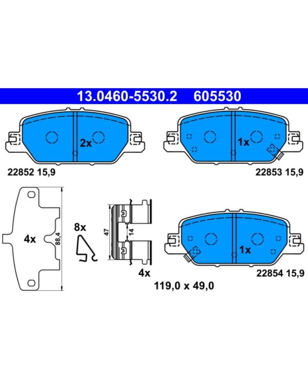 Bremsbelagsatz Scheibenbremse ATE 13.0460-5530.2 für Honda CR-V V