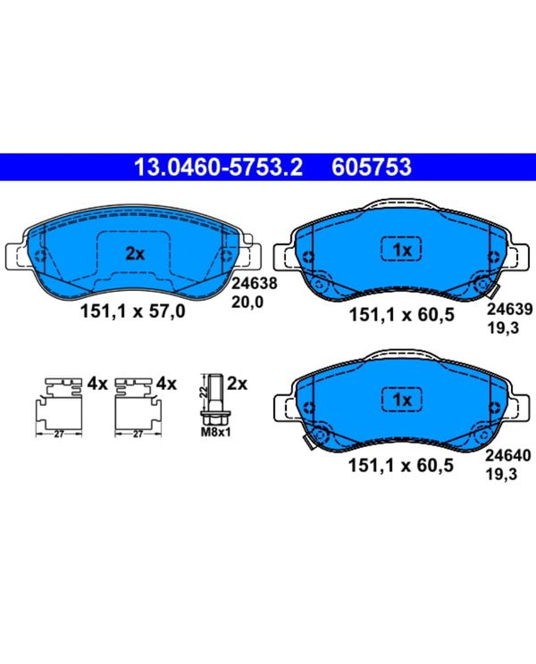 Bremsbelagsatz Scheibenbremse ATE 13.0460-5753.2 für Honda CR-V III