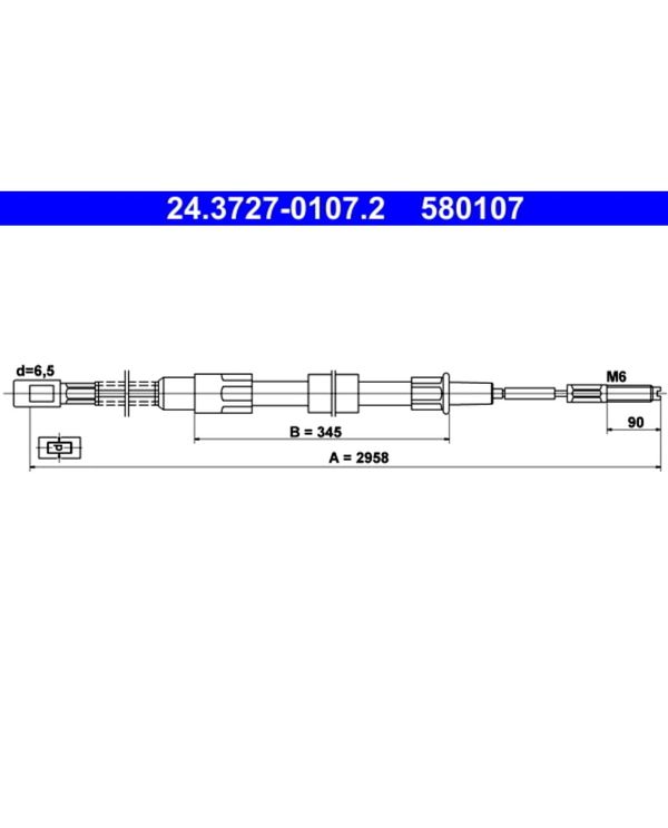 Seilzug Feststellbremse ATE 24.3727-0107.2 für VW Transporter T2