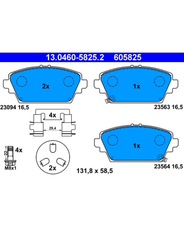 Bremsbelagsatz Scheibenbremse ATE 13.0460-5825.2 für Honda MG Accord VI ZR