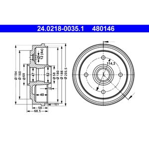 Bremstrommel ATE 24.0218-0035.1 (2 Stk.) für Chevrolet Daewoo Matiz