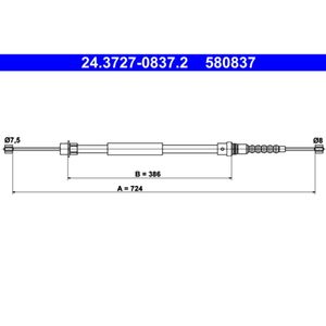 Seilzug Feststellbremse ATE 24.3727-0837.2 für Peugeot 607