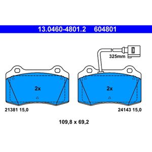 Bremsbelagsatz Scheibenbremse ATE 13.0460-4801.2 für Seat Leon