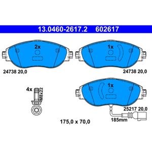 Bremsbelagsatz Scheibenbremse ATE 13.0460-2617.2 für Seat VW Audi Skoda Cupra A3