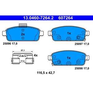 Bremsbelagsatz Scheibenbremse ATE 13.0460-7264.2 für Opel Chevrolet Vauxhall