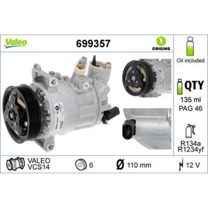 Kompressor Klimaanlage VALEO 699357 für VW Seat Skoda Audi Renault Proton Cupra