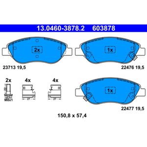 Bremsbelagsatz Scheibenbremse ATE 13.0460-3878.2 für Fiat Tipo