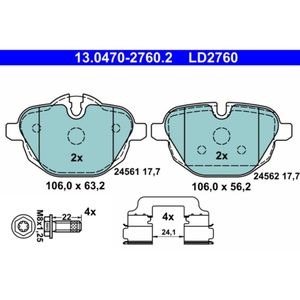 Bremsbelagsatz Scheibenbremse ATE 13.0470-2760.2 für BMW Mini 5er X3