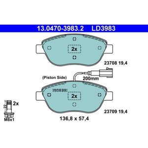 Bremsbelagsatz Scheibenbremse ATE 13.0470-3983.2 für Fiat Lancia Bravo II Stilo