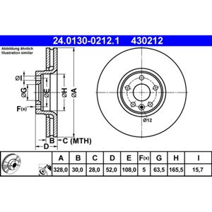 Bremsscheibe ATE 24.0130-0212.1 (2 Stk.) für Volvo XC60 I