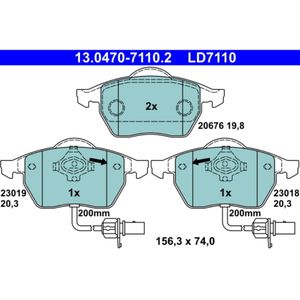 Bremsbelagsatz Scheibenbremse ATE 13.0470-7110.2 für Audi VW Skoda Seat A4 B5