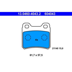Bremsbelagsatz Scheibenbremse ATE 13.0460-4043.2 für Opel Saab Kadett E CC