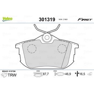 Bremsbelagsatz Scheibenbremse VALEO 301319 für Volvo Smart Proton S40 I V40