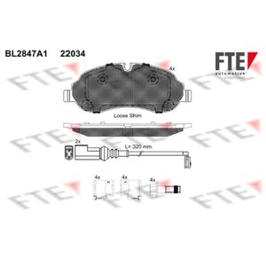 Bremsbelagsatz Scheibenbremse FTE 9011023 für Ford Transit V363