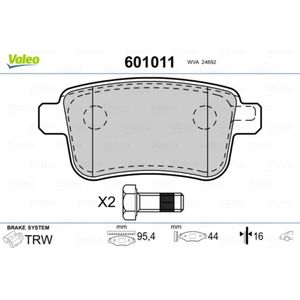 Bremsbelagsatz Scheibenbremse VALEO 601011 für Renault Mercedes-Benz Citan