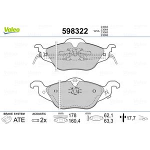 Bremsbelagsatz Scheibenbremse VALEO 598322 für Opel Chevrolet Astra G CC Corsa