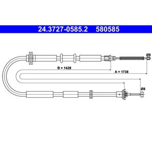 Seilzug Feststellbremse ATE 24.3727-0585.2 für Fiat Tipo