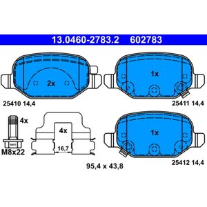 Bremsbelagsatz Scheibenbremse ATE 13.0460-2783.2 für Fiat Panda