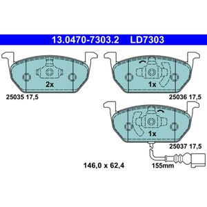 Bremsbelagsatz Scheibenbremse ATE 13.0470-7303.2 für Seat VW Audi Skoda Leon ST