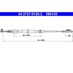 Seilzug Feststellbremse ATE 24.3727-0126.2 für VW Passat B3/B4