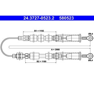 Seilzug Feststellbremse ATE 24.3727-0523.2 für Fiat Cinquecento