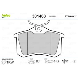 Bremsbelagsatz Scheibenbremse VALEO 301463 für Renault Citroën Seat VW Audi Ford