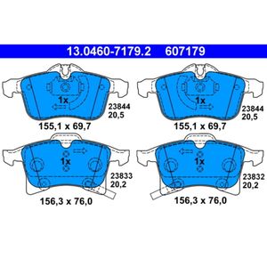 Bremsbelagsatz Scheibenbremse ATE 13.0460-7179.2 für Opel Meriva A Astra H