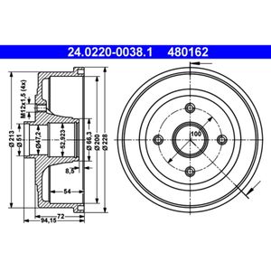 Bremstrommel ATE 24.0220-0038.1 (2 Stk.) für Opel Corsa C Tigra Twintop