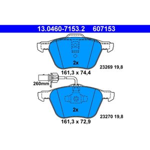 Bremsbelagsatz Scheibenbremse ATE 13.0460-7153.2 für VW Seat Ford Transporter T4