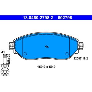 Bremsbelagsatz Scheibenbremse ATE 13.0460-2798.2 für Renault Opel Fiat Vivaro B