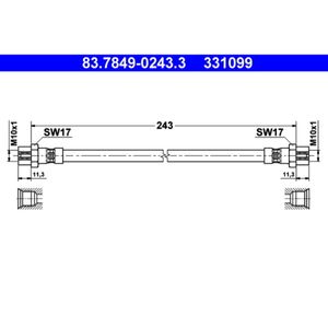 Bremsschlauch ATE 83.7849-0243.3 für VW Skoda Eos Scirocco III Yeti