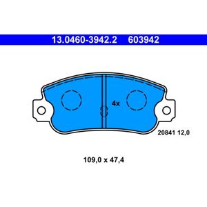 Bremsbelagsatz Scheibenbremse ATE 13.0460-3942.2 für Lancia Fiat Prisma Delta I