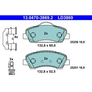 Bremsbelagsatz Scheibenbremse ATE 13.0470-3869.2 für Peugeot 308 II SW