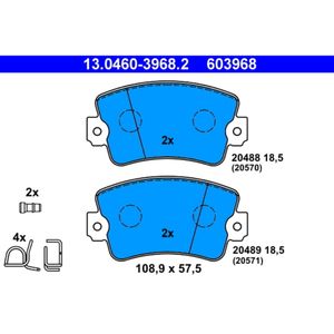 Bremsbelagsatz Scheibenbremse ATE 13.0460-3968.2 für Renault 20