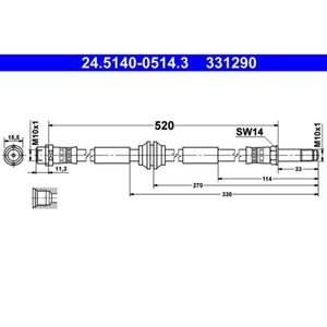 Bremsschlauch ATE 24.5140-0514.3 für VW Transporter T5 Multivan