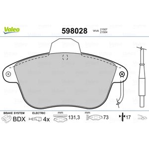 Bremsbelagsatz Scheibenbremse VALEO 598028 für Citroën Alpine Renault XM