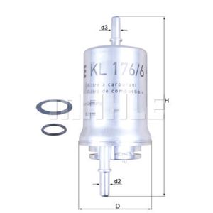 Kraftstofffilter MAHLE KL 176/6D für VW Skoda Audi Seat Polo III A2