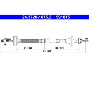 Seilzug Kupplungsbetätigung ATE 24.3728-1015.2 für Renault Espace II