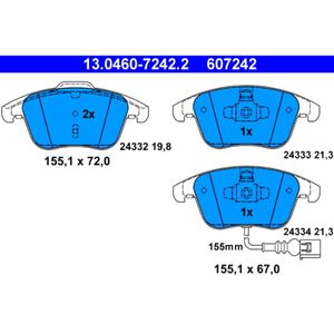 Bremsbelagsatz Scheibenbremse ATE 13.0460-7242.2 für Seat VW Audi Alhambra Q3