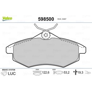 Bremsbelagsatz Scheibenbremse VALEO 598500 für Citroën C3 II C2