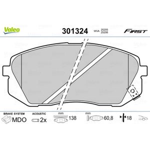 Bremsbelagsatz Scheibenbremse VALEO 301324 für Kia Hyundai Sportage III IX35