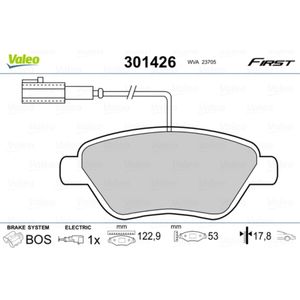 Bremsbelagsatz Scheibenbremse VALEO 301426 für Abarth Fiat Alfa Romeo Lancia 500