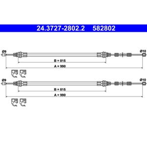 Seilzug Feststellbremse ATE 24.3727-2802.2 für Smart City-Coupe Cabrio Fortwo