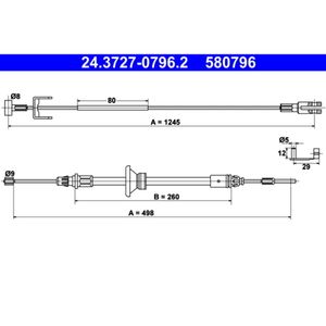 Seilzug Feststellbremse ATE 24.3727-0796.2 für Renault Opel Trafic II Vivaro A