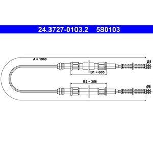 Seilzug Feststellbremse ATE 24.3727-0103.2 für Audi VW 50