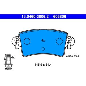Bremsbelagsatz Scheibenbremse ATE 13.0460-3806.2 für Renault Opel Master II
