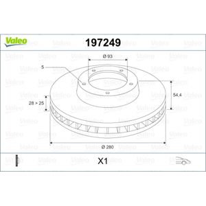 Bremsscheibe VALEO 197249 für Ford Transit Tourneo