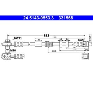 Bremsschlauch ATE 24.5143-0553.3 für Seat Audi VW Ibiza IV A1