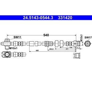 Bremsschlauch ATE 24.5143-0544.3 für Seat VW Skoda Ibiza IV Polo V Rapid